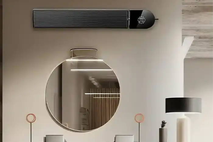 Kiasa Infrared Heater Bar used in a beauty salon - Mounted high on the wall