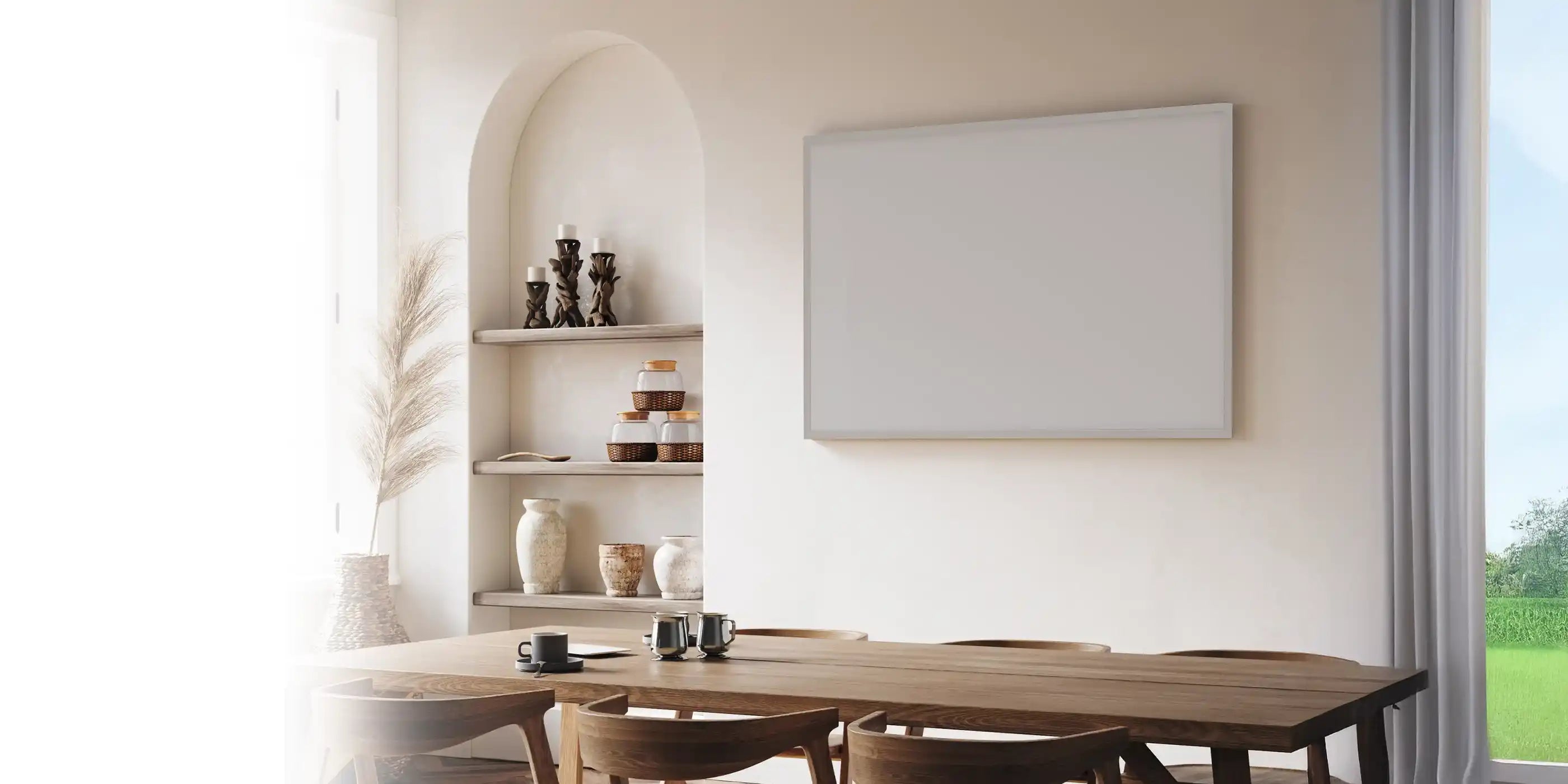 Minimalist wall-mounted infrared heater in UK home