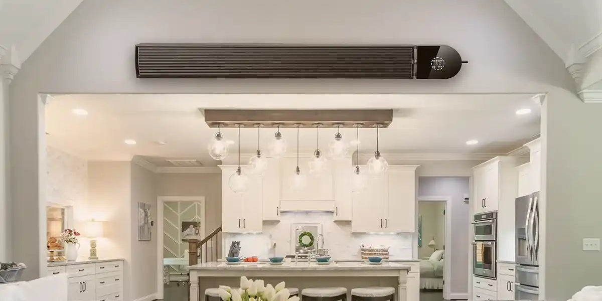 Kiasa Smart 3Kw Infrared Heater Bar installed in an open space on the wall.