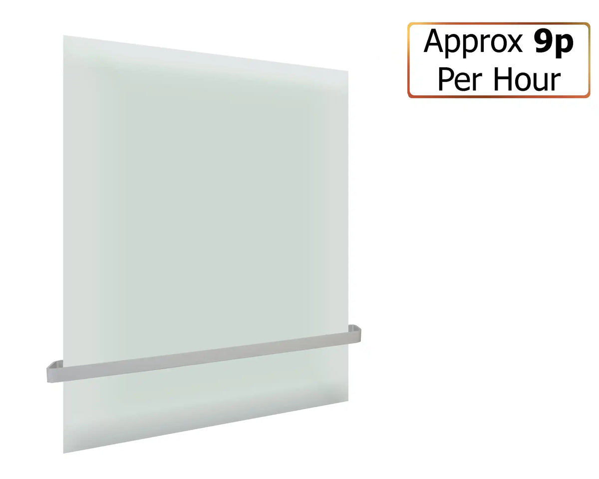 350W ESG Glass Infrared Heating Panel with Towel Rack - Frost