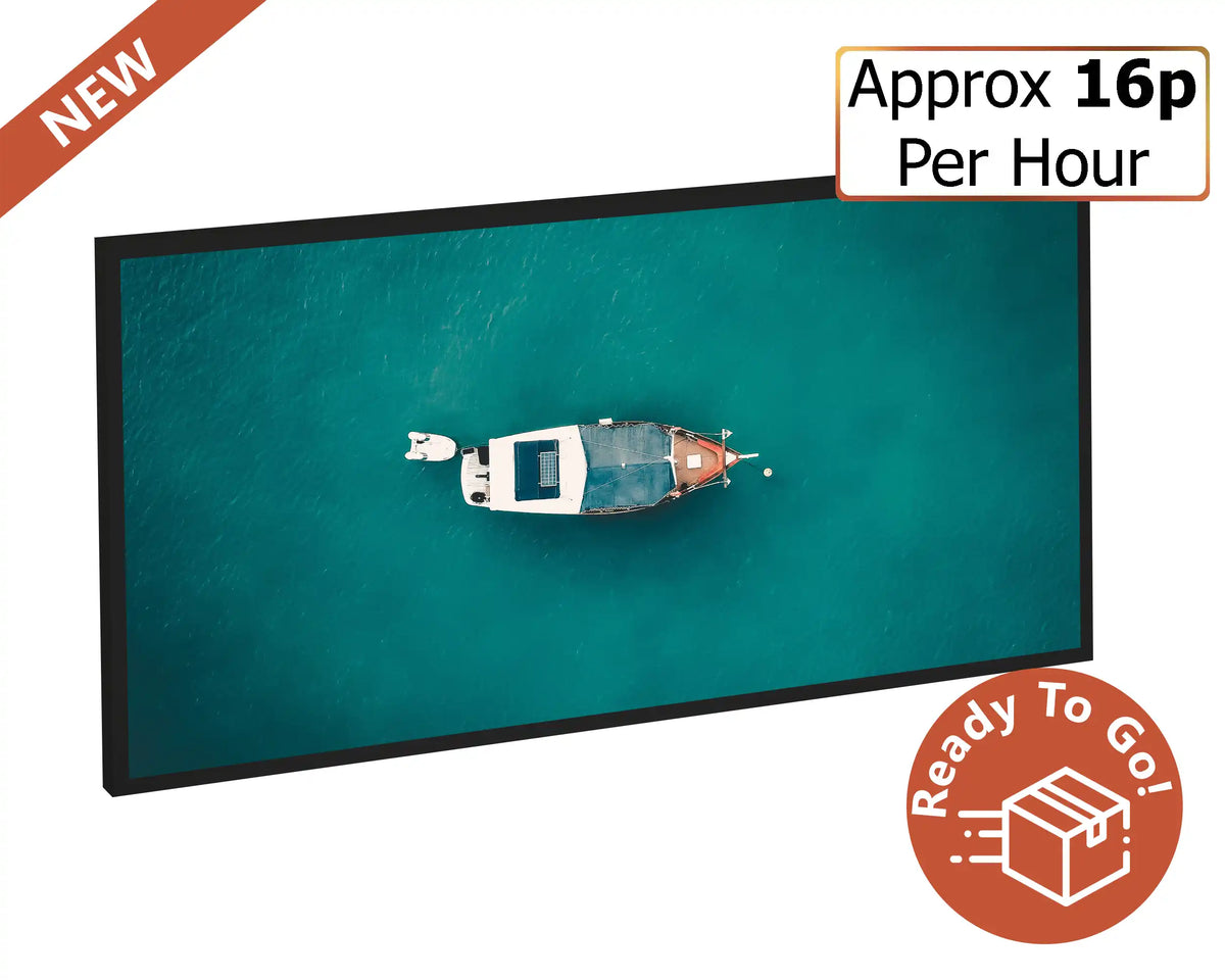 600w Picture IR Panel - Boat on Water - 100cm x 60cm