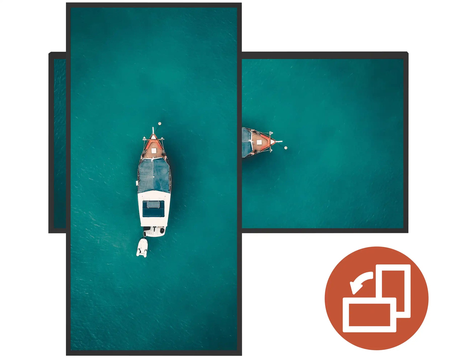 600w Picture IR Panel - Boat on Water - 100cm x 60cm