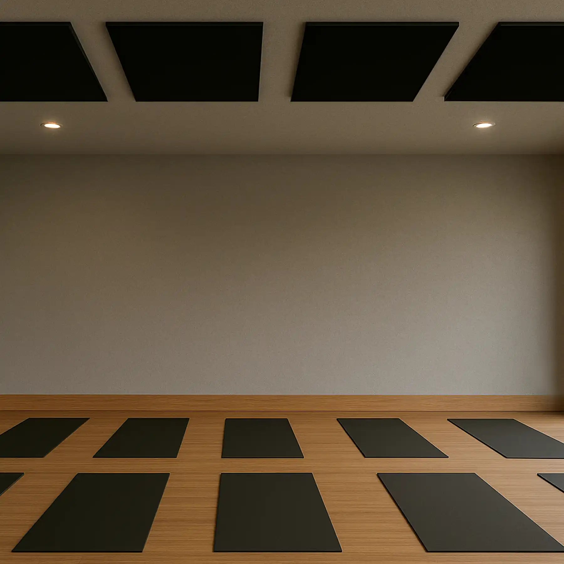 Kiasa Balance Panel Ceiling mounted in a nice hot yoga studio black Panels