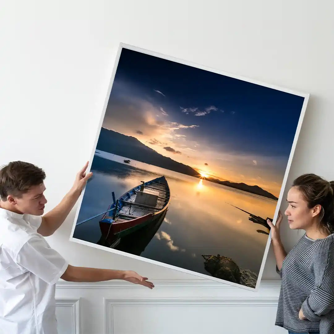 Kiasa Custom IR PANEL being wall mounted on the wall by two couple - 1200w Infrared Panel