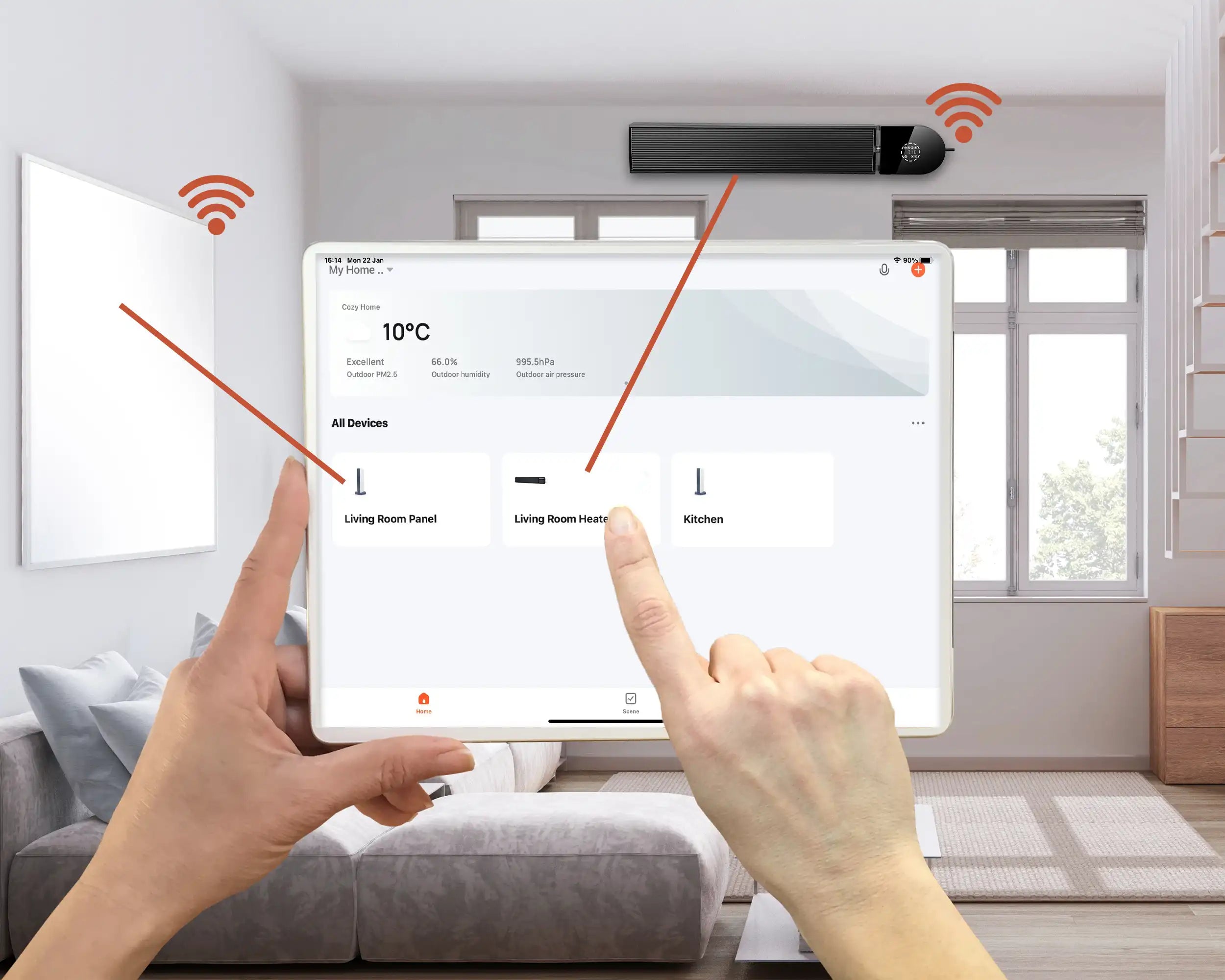 Use both our Smart IR panels and Smart Heater Bars under a single app.