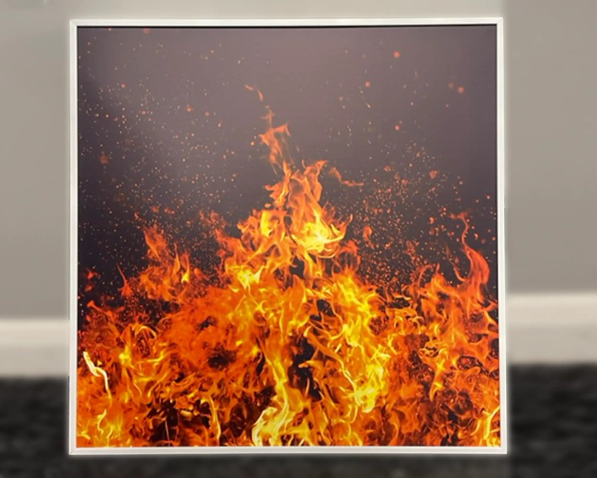 Kiasa 350w Custom Infrared Heater With Fire on a Black Background