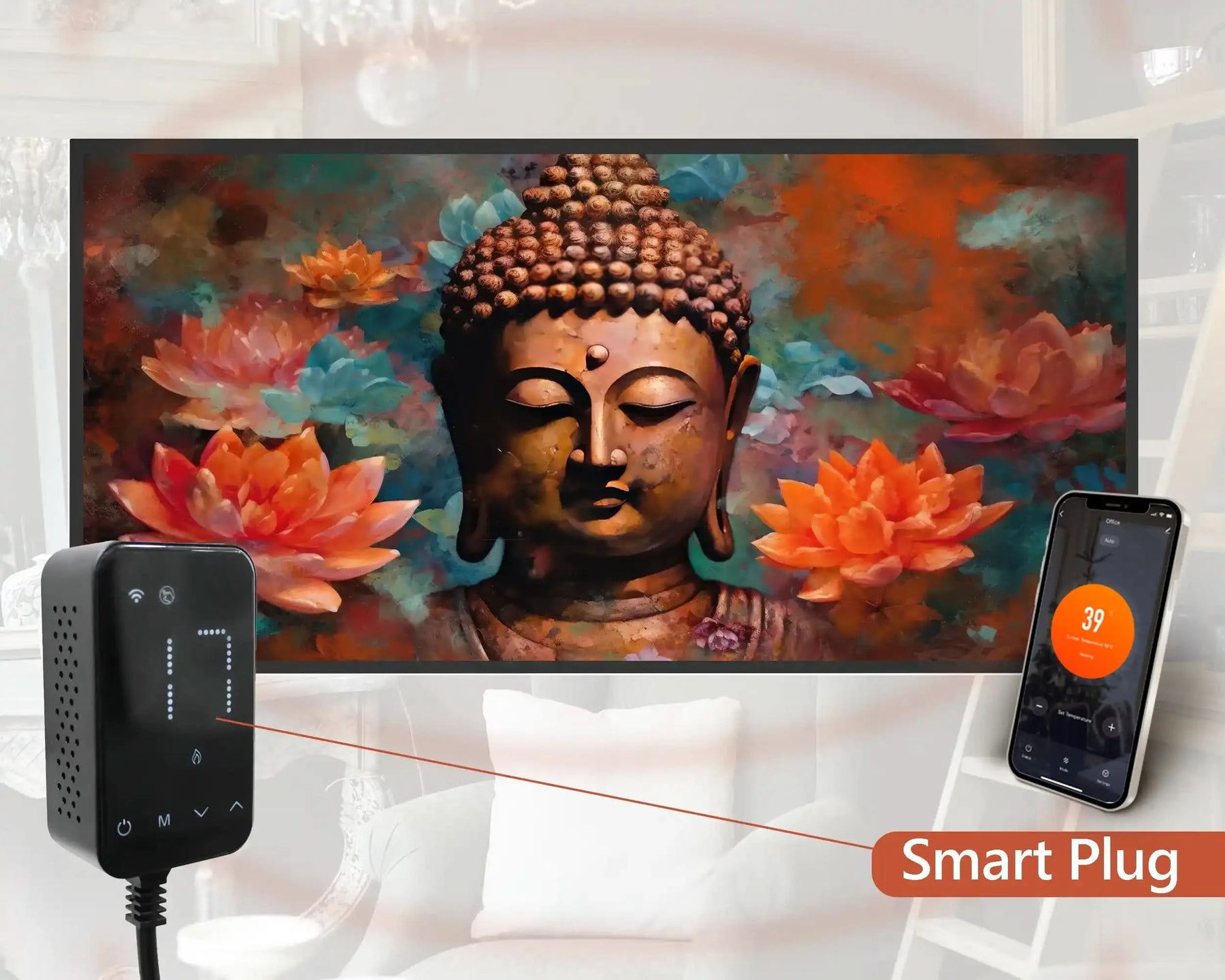 600w Picture IR Panel - Buddha - 100cm x 60cm
