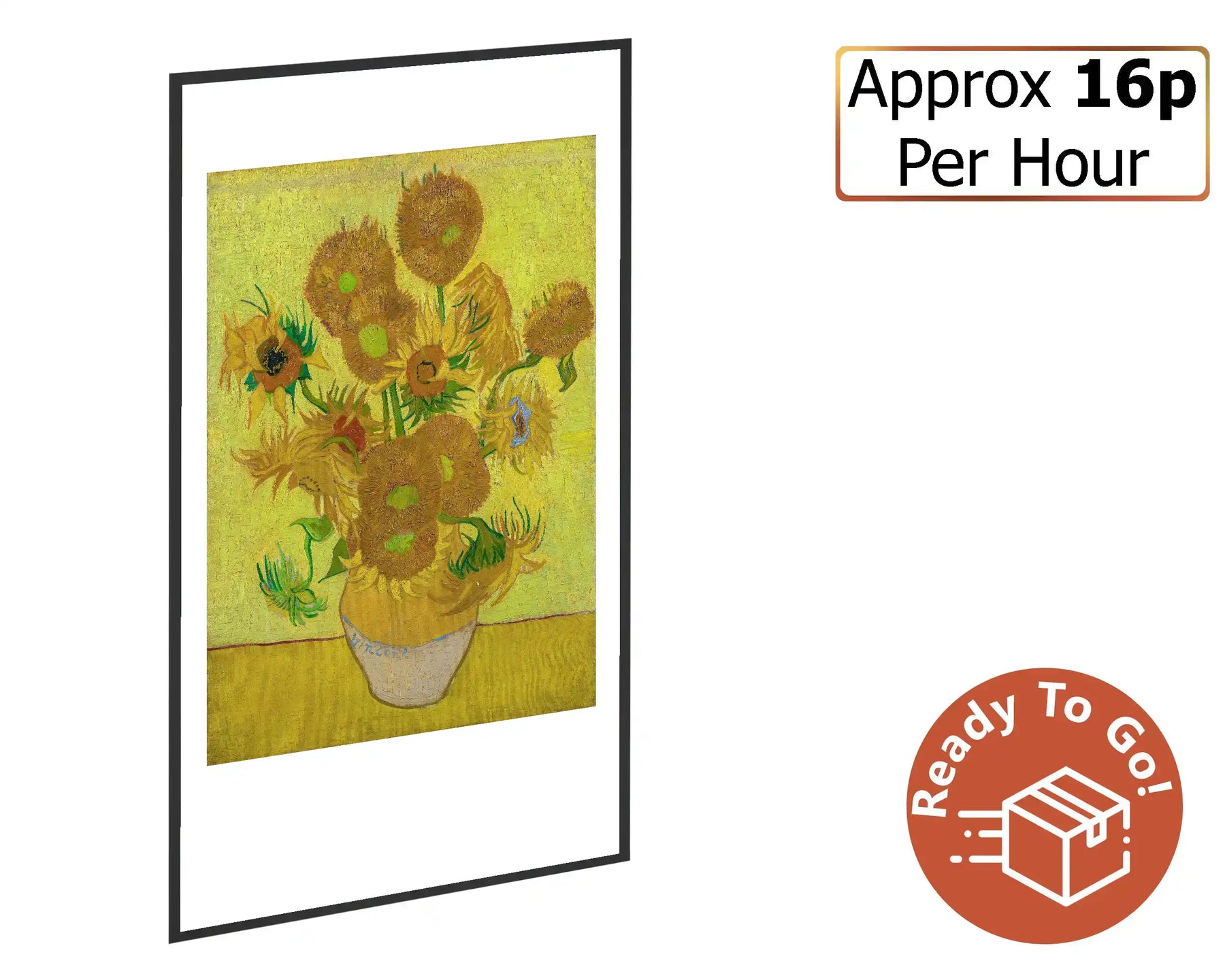 600w Picture IR Panel - Van Gogh Sunflowers - 100cm x 60cm