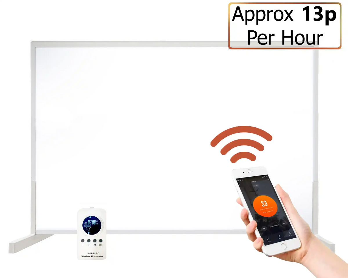 600w Smart Portable Infrared Panel Heater with Feet - 100cm x 60cm (NO REMOTE)