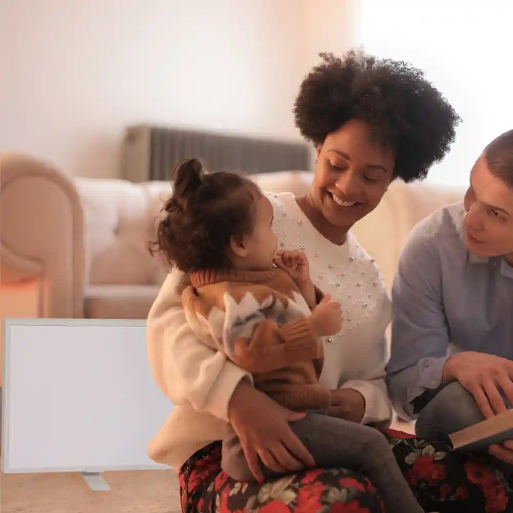 Portable IR heater with young family