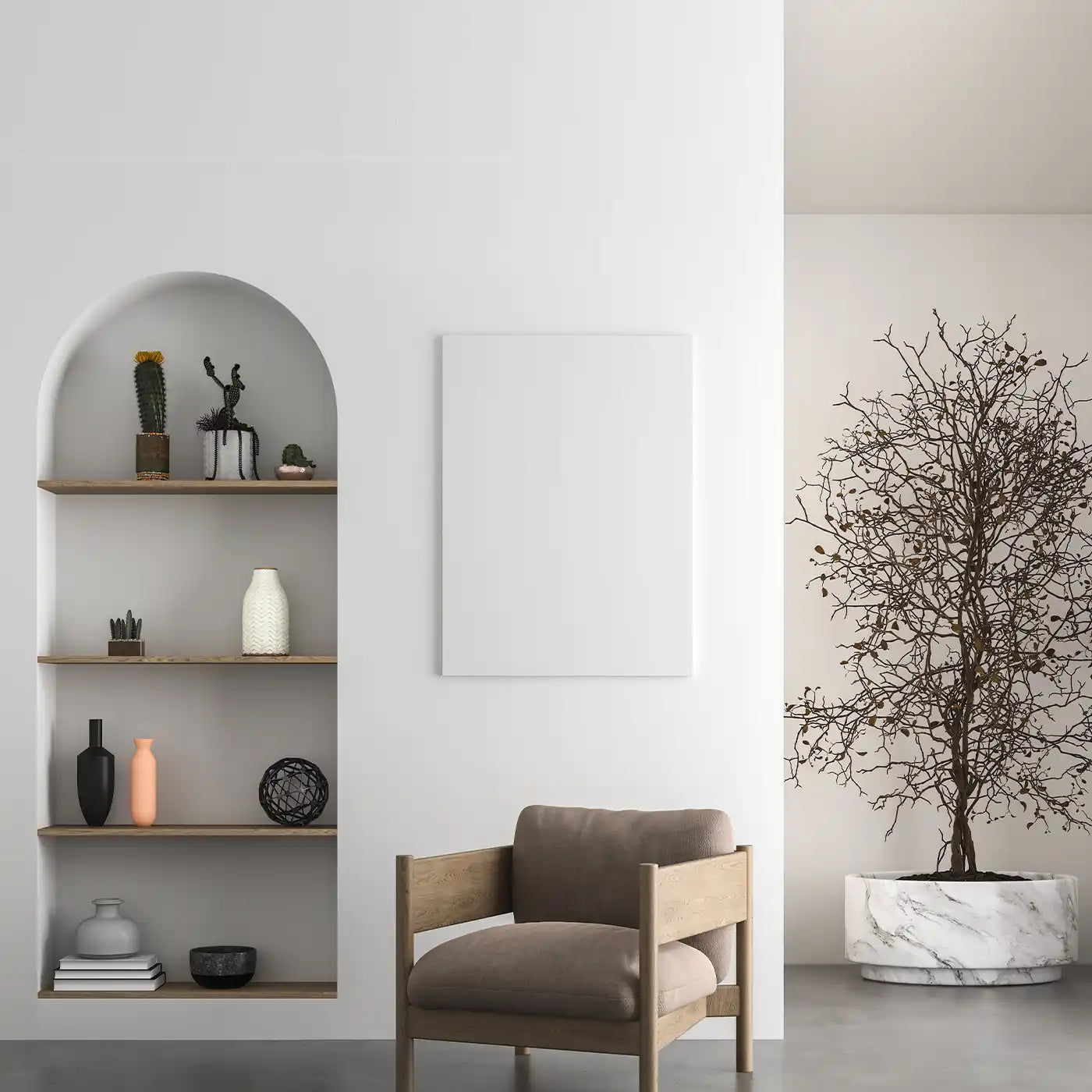 Wall mounted frameless panels in living room