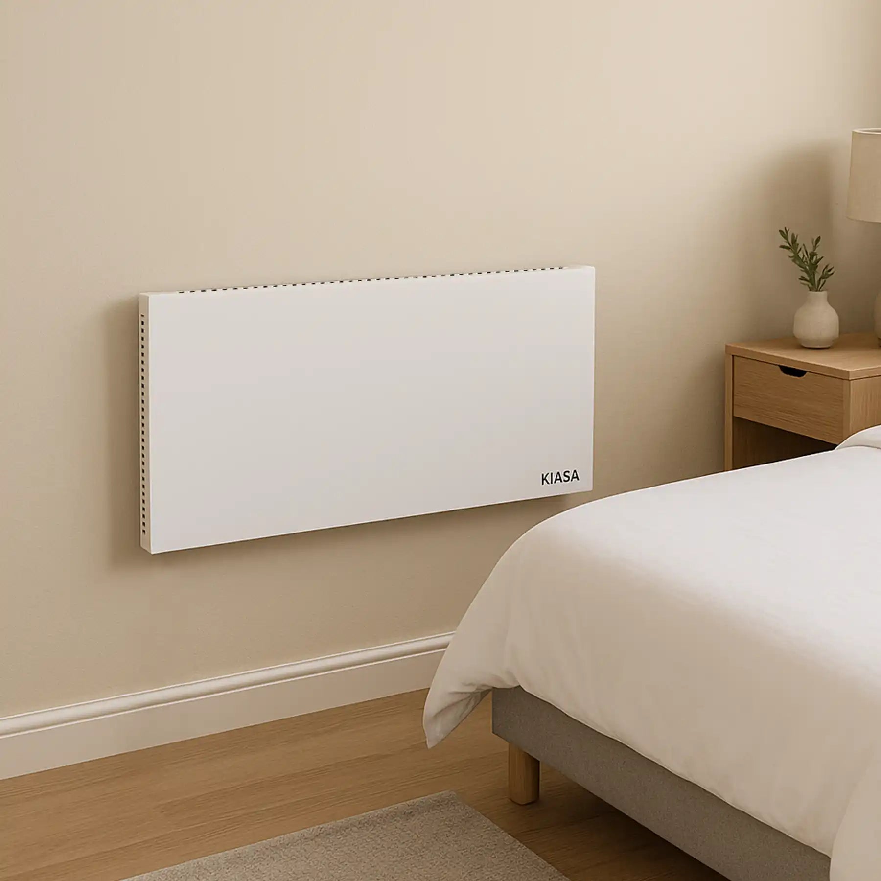Kiasa Kore Range Panels - Hybrid Panel - Wall mounted low in a bedroom - IR Heat - Instant Heat