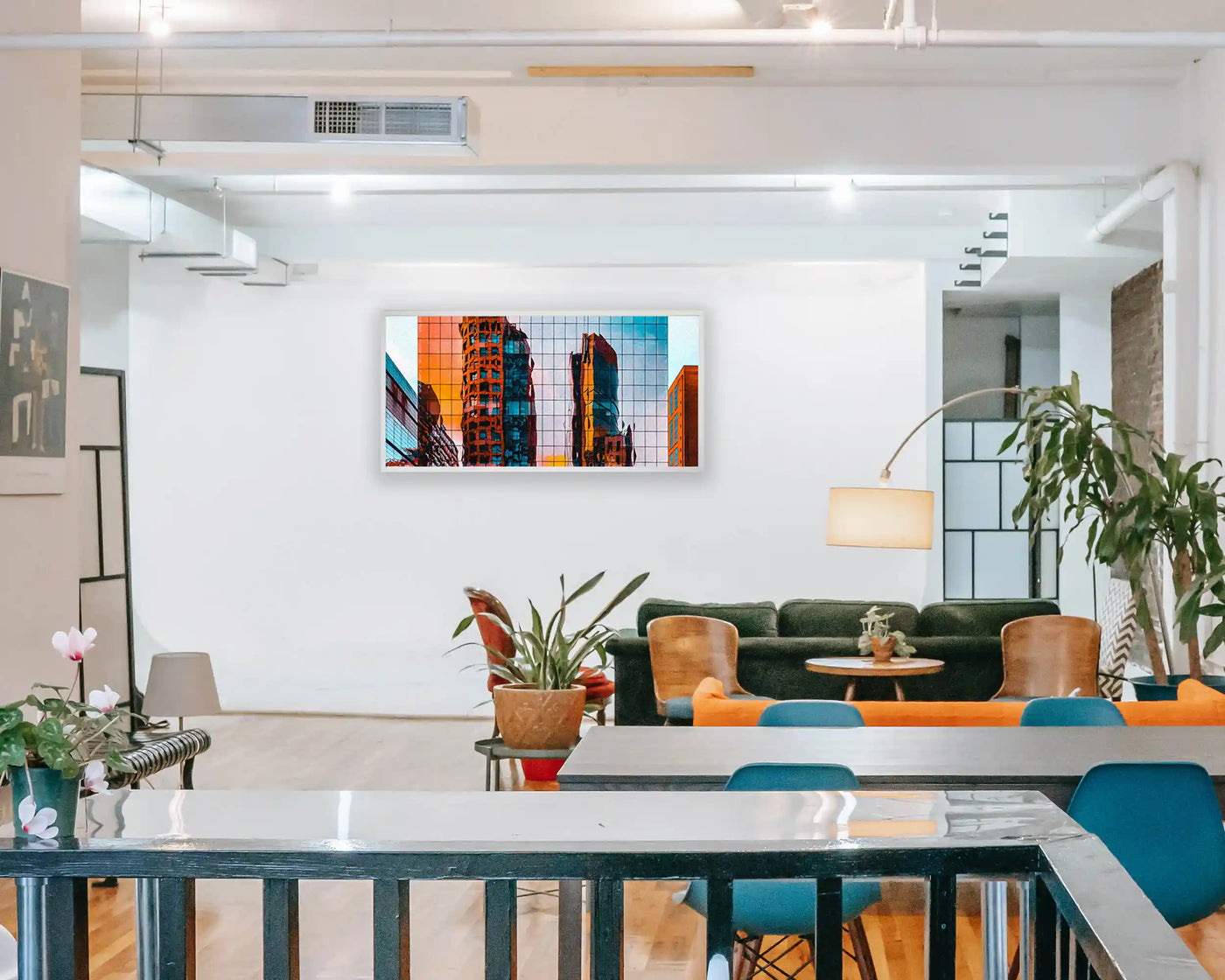 Kiasa 720w Custom Image Panel in Colourful Office - Blending with the furniture