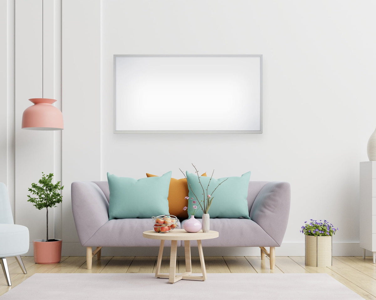 Kiasa 720W Smart Wi-Fi Infrared Heating Panel - wall mounted in the Living Room