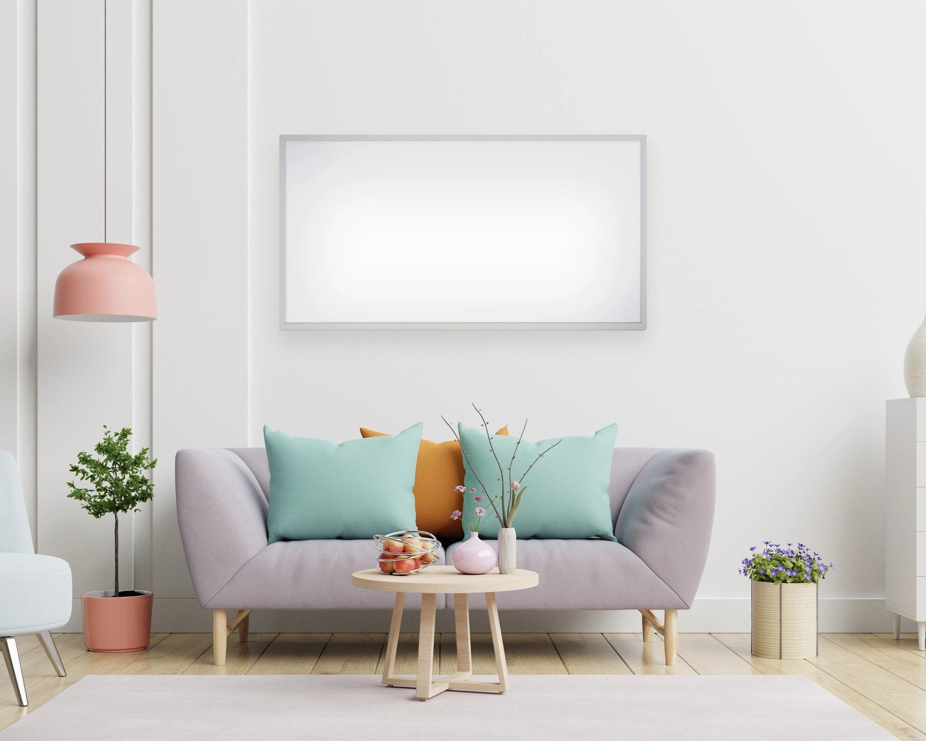KIASA 1200W Wi-Fi Infrared Heating Panel - wall mounted in the Living Room