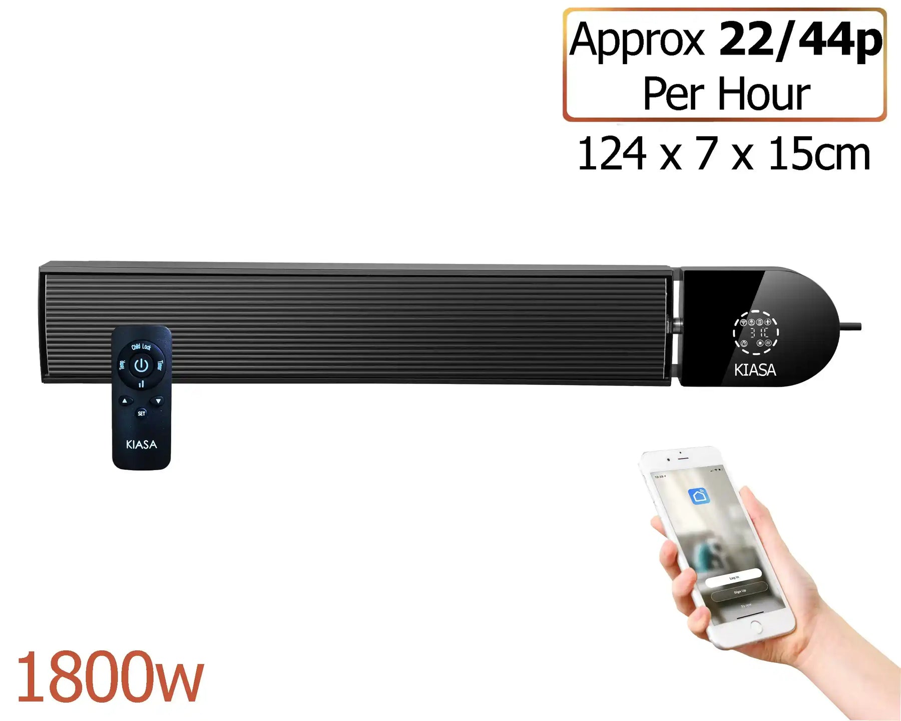 1800W/900w Smart Wi-Fi Infrared Heater Bar With Weekly Timer