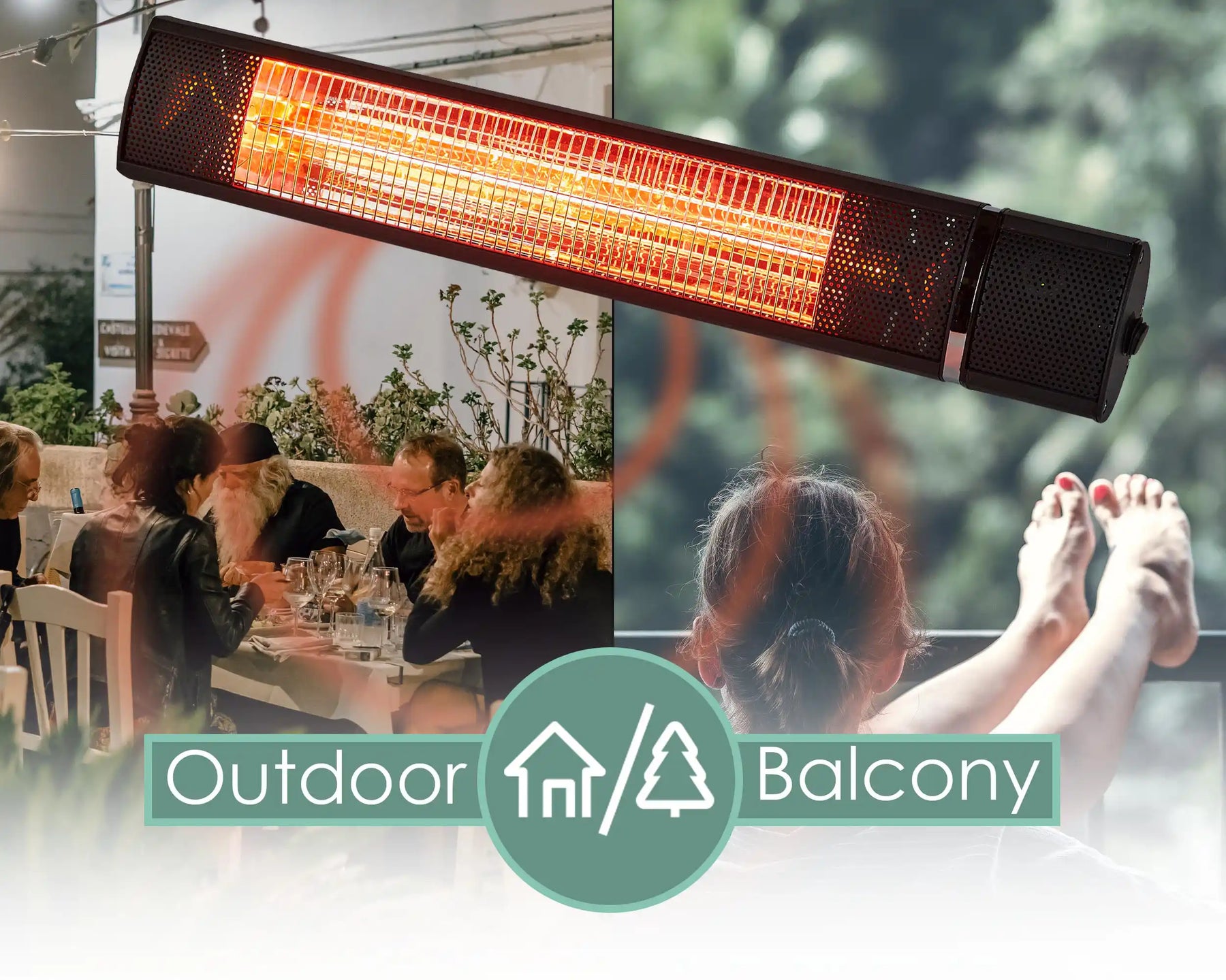 2000W Gold Outdoor Patio Heater with Remote - Black