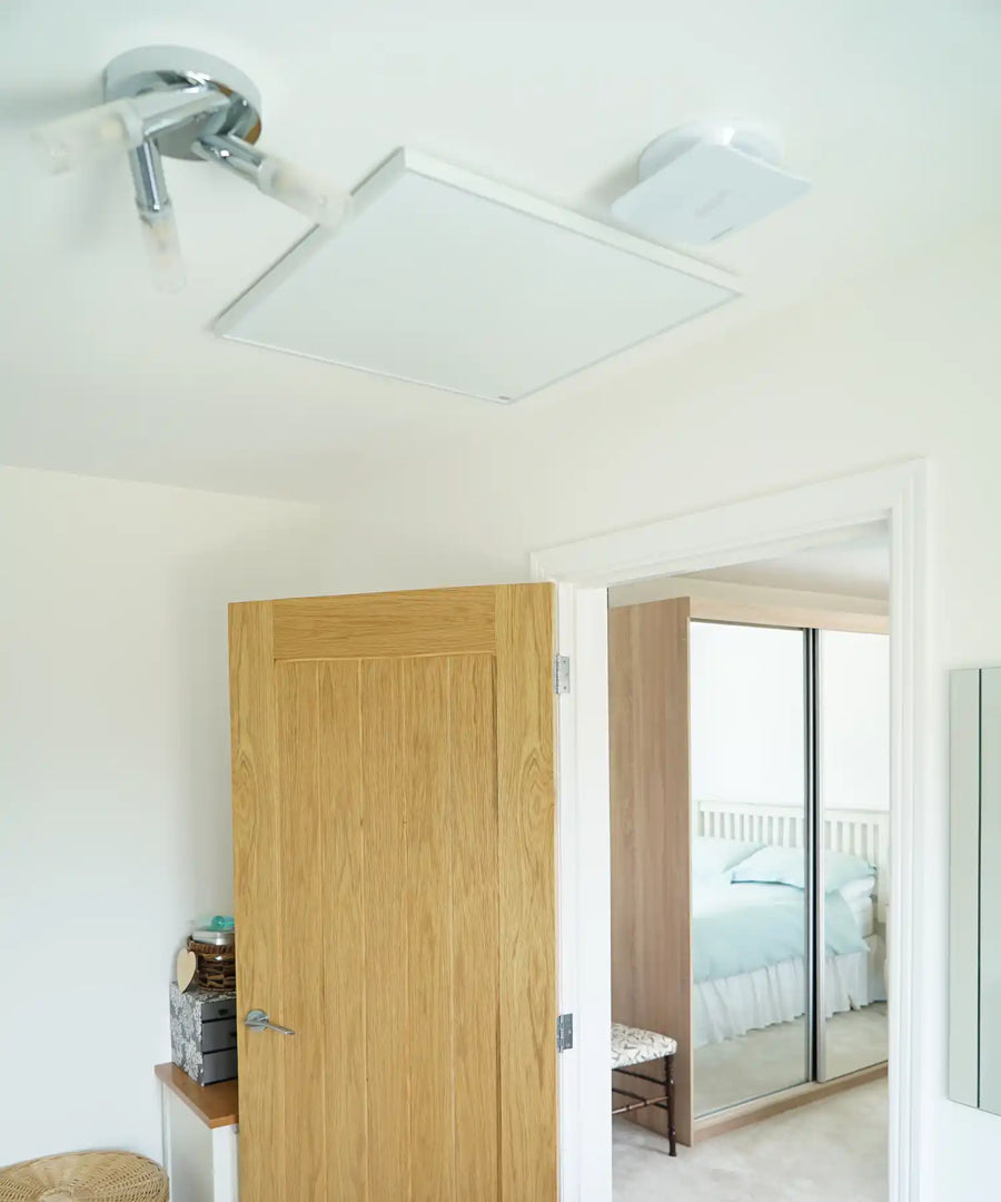 Kiasa EKO infrared heating panel featured in minimalist home setting