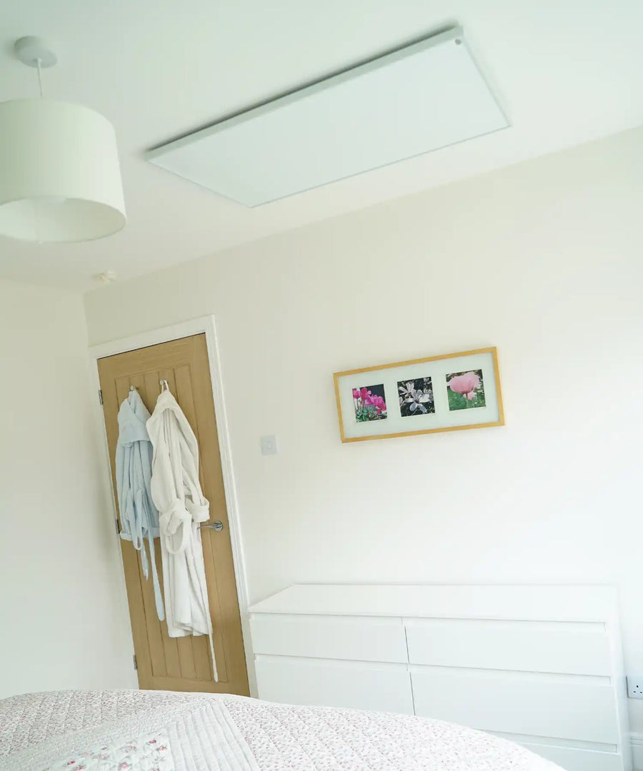Kiasa EKO infrared heating panel installed in elegant minimalist room