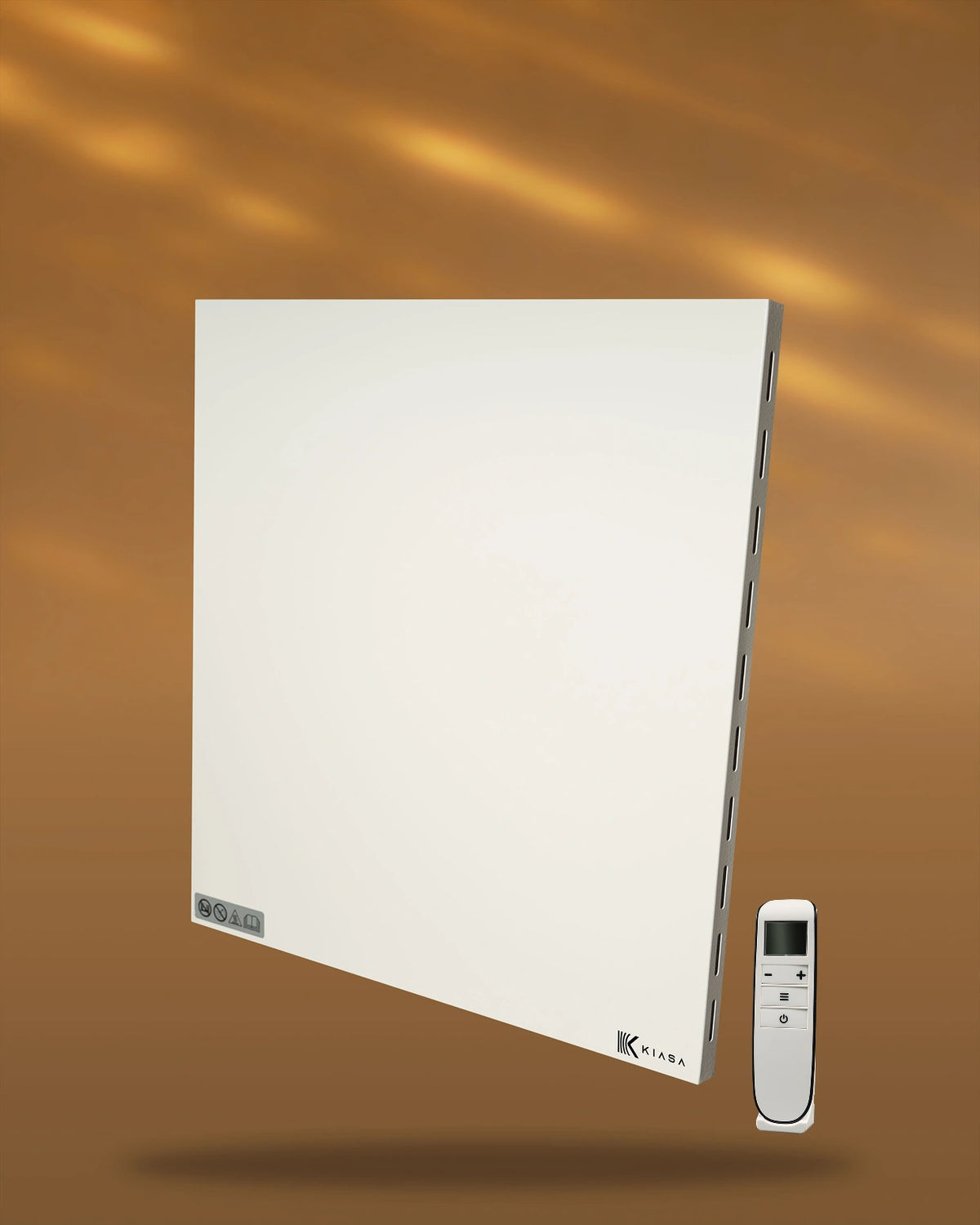 Kiasa Kore Hybrid infrared panel heater wall-mounted in a living room