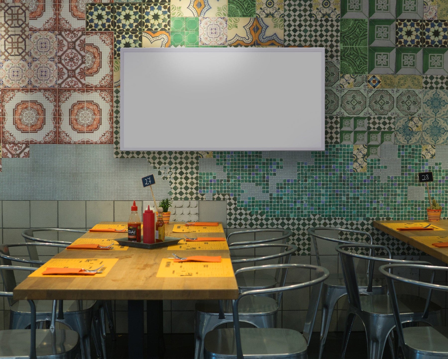 Kiasa Infrared Heating Panel - 120cm x 60cm  - wall Mounted in a cafe wall 