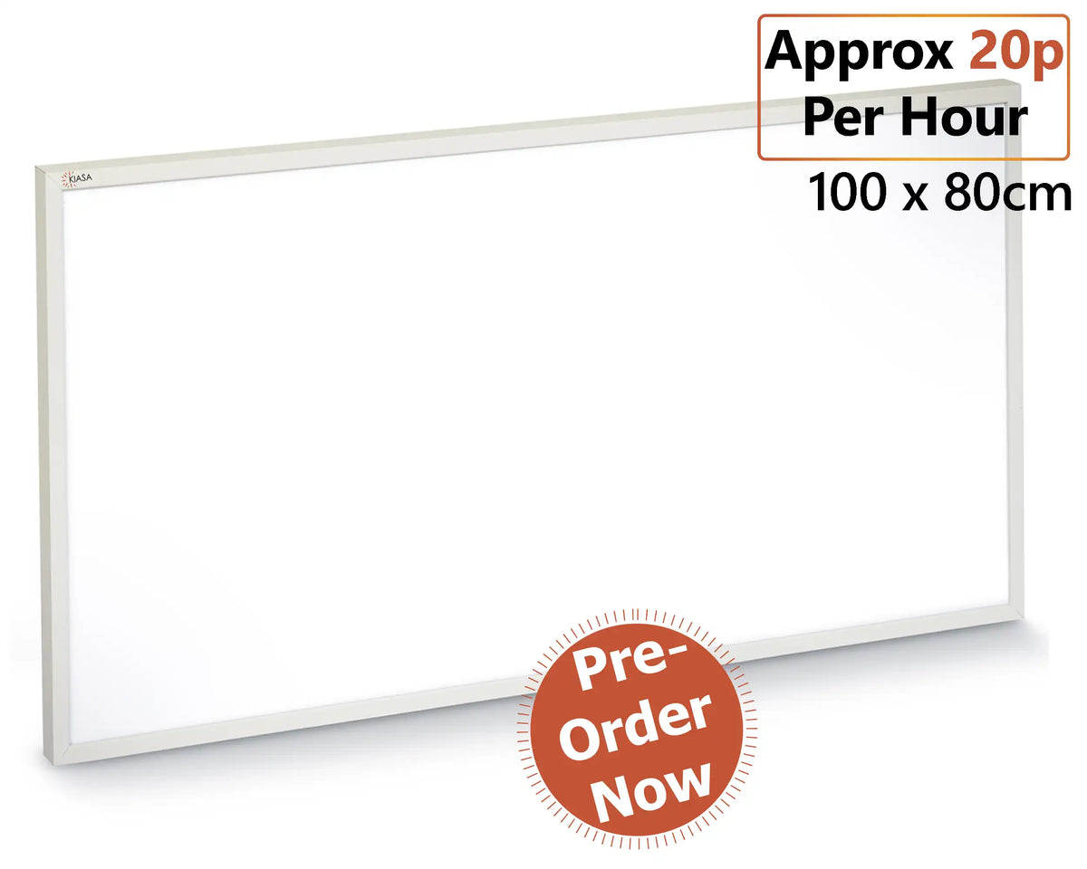 KIASA 800W Infrared Heating panel - 100cm x 80cm panel dimension - Running cost approx 20P per hour