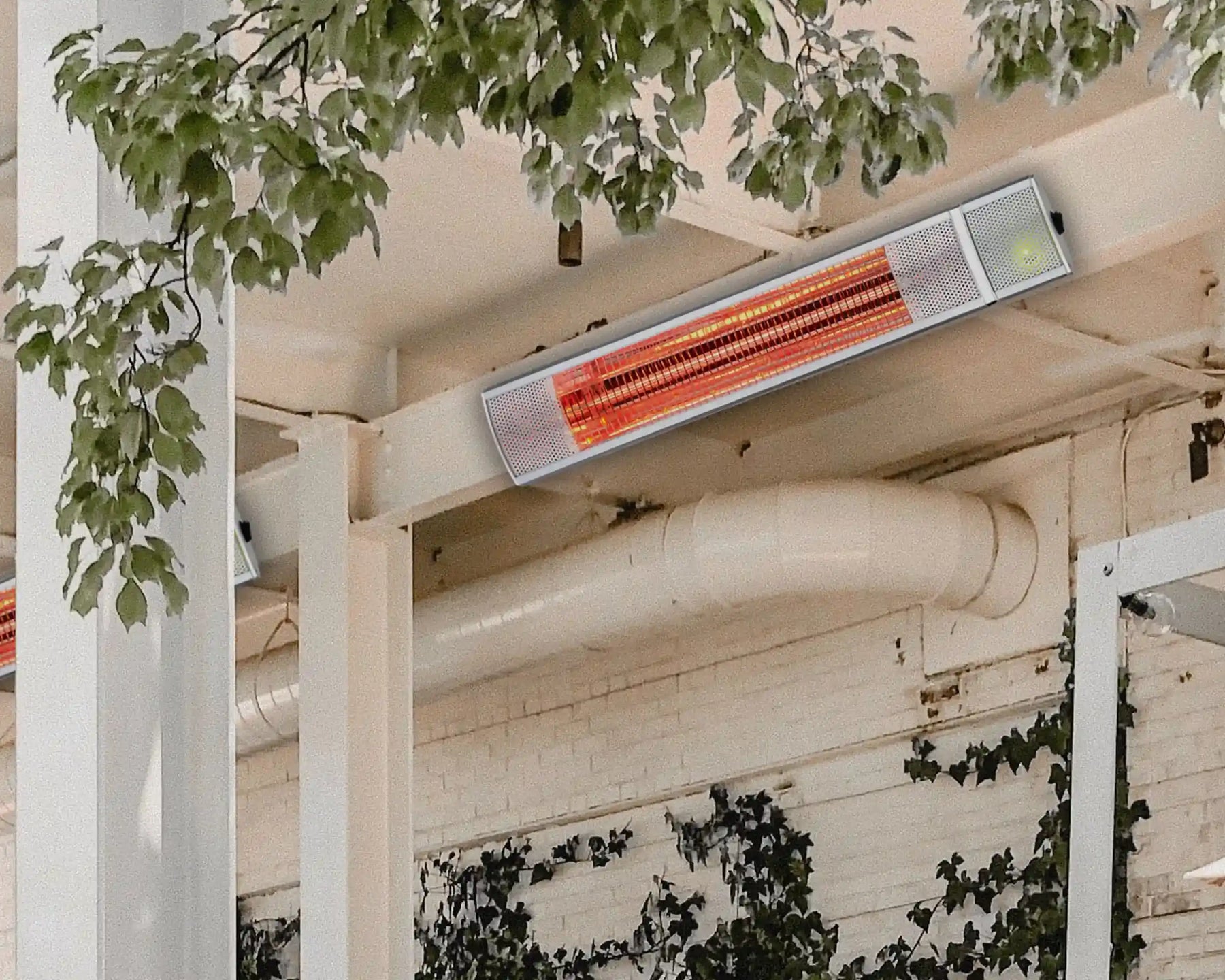 2000W Halogen Patio Heater Gold Tube + Remote - Silver