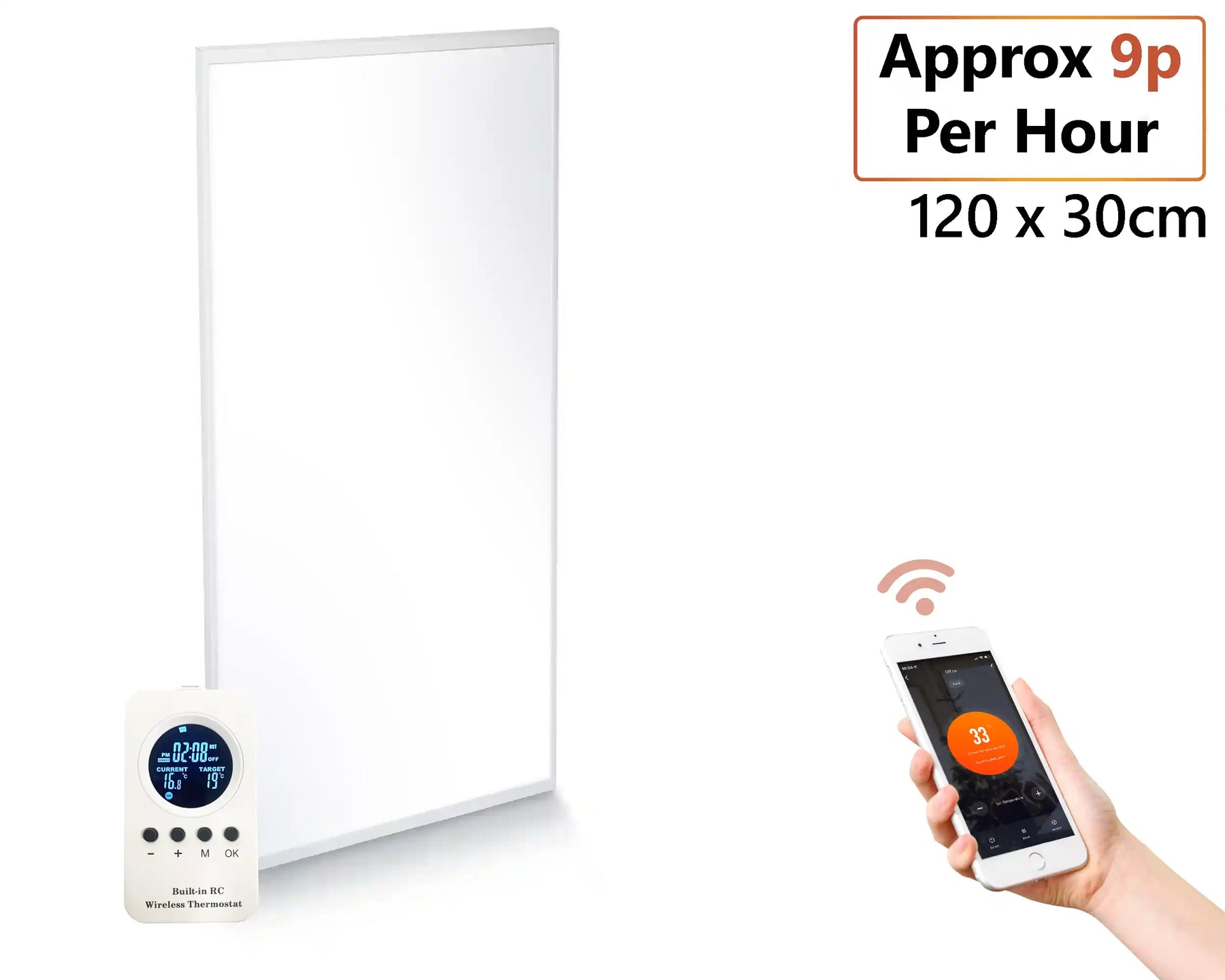 350W Smart Wi-Fi Infrared Slimline Heating Panel - 120cm x 30cm