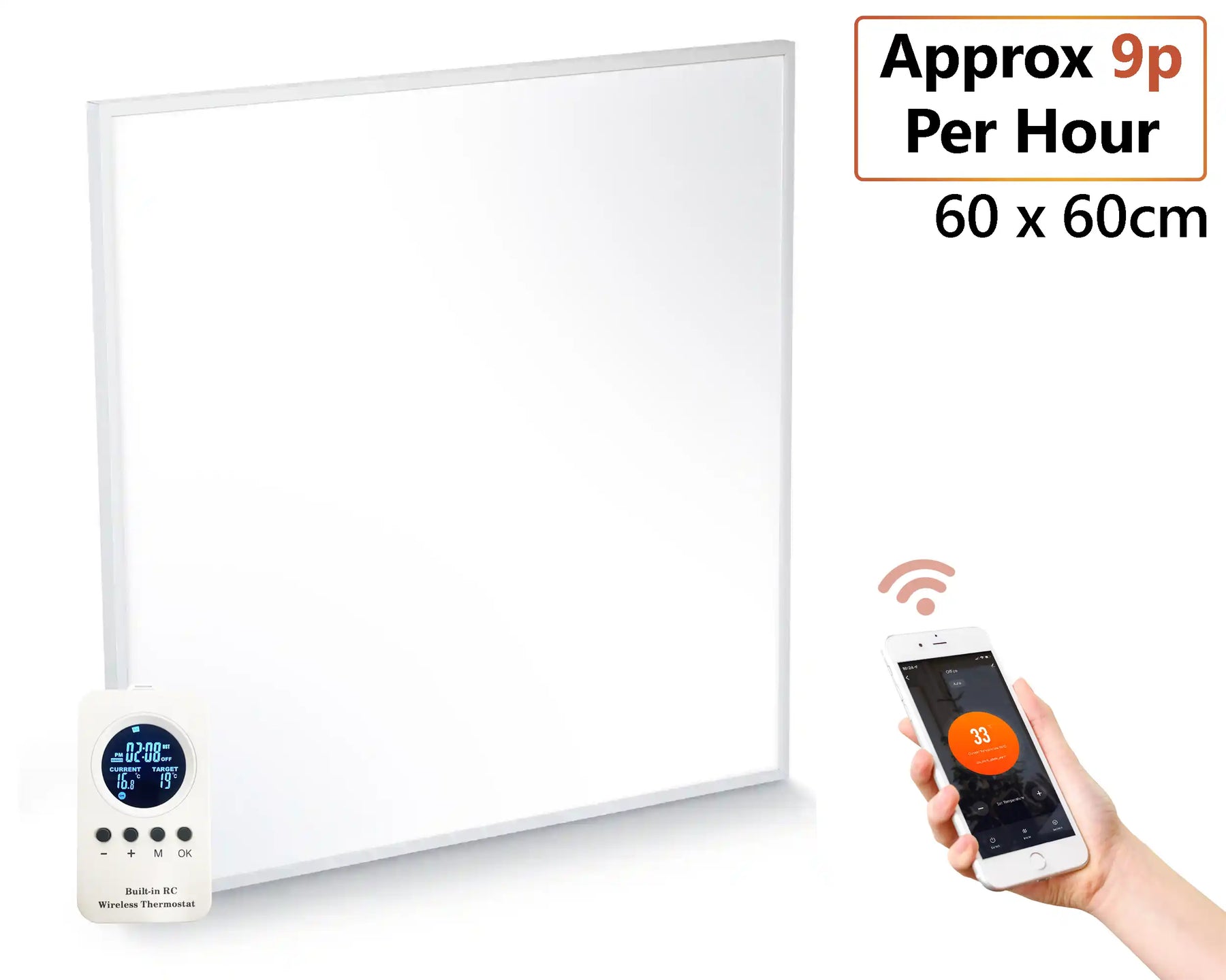 350W Smart Wi-Fi Infrared Heating Panel - 60cm x 60cm