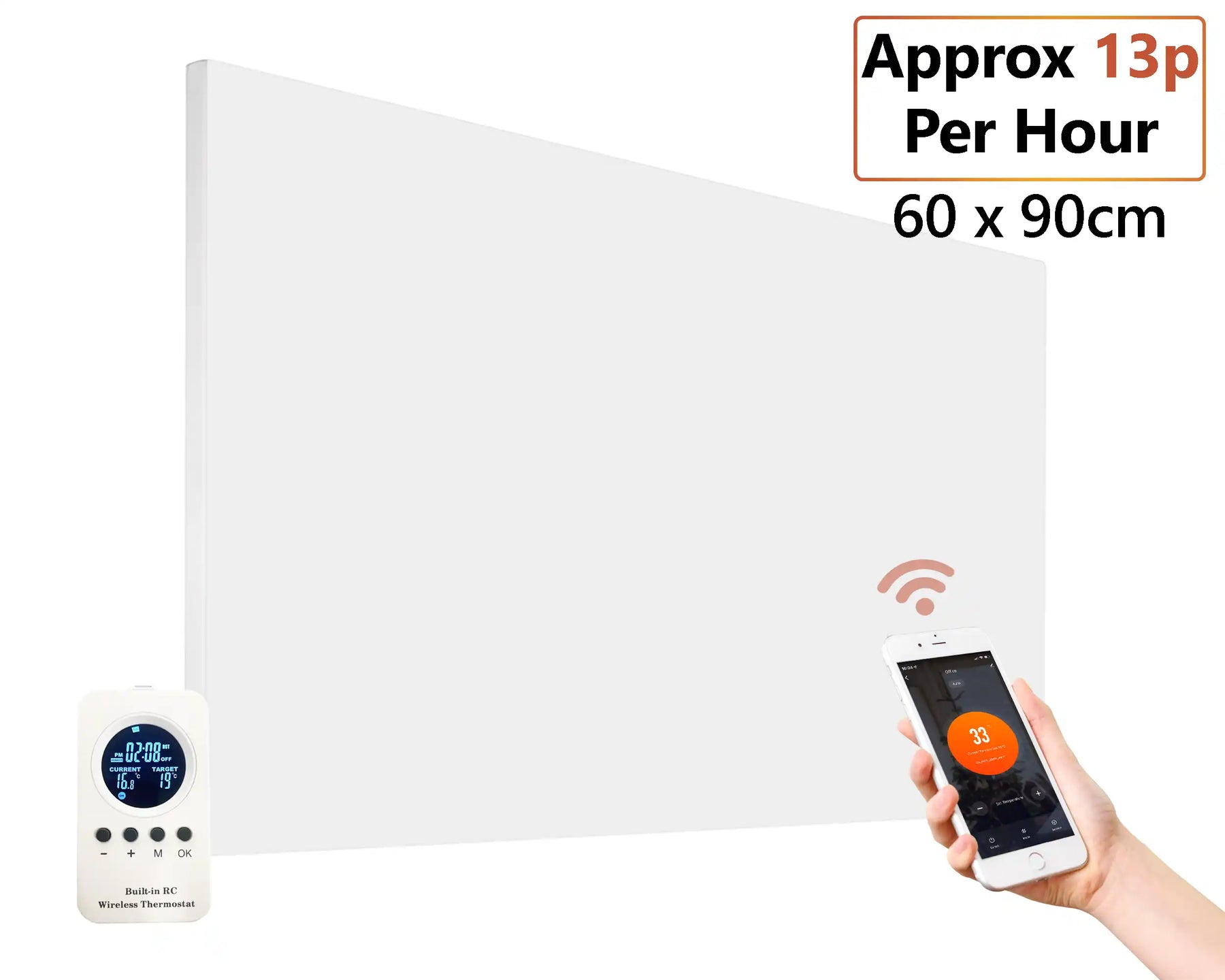 540W Smart Frameless Infrared Heating Panel - 60cm x 90cm