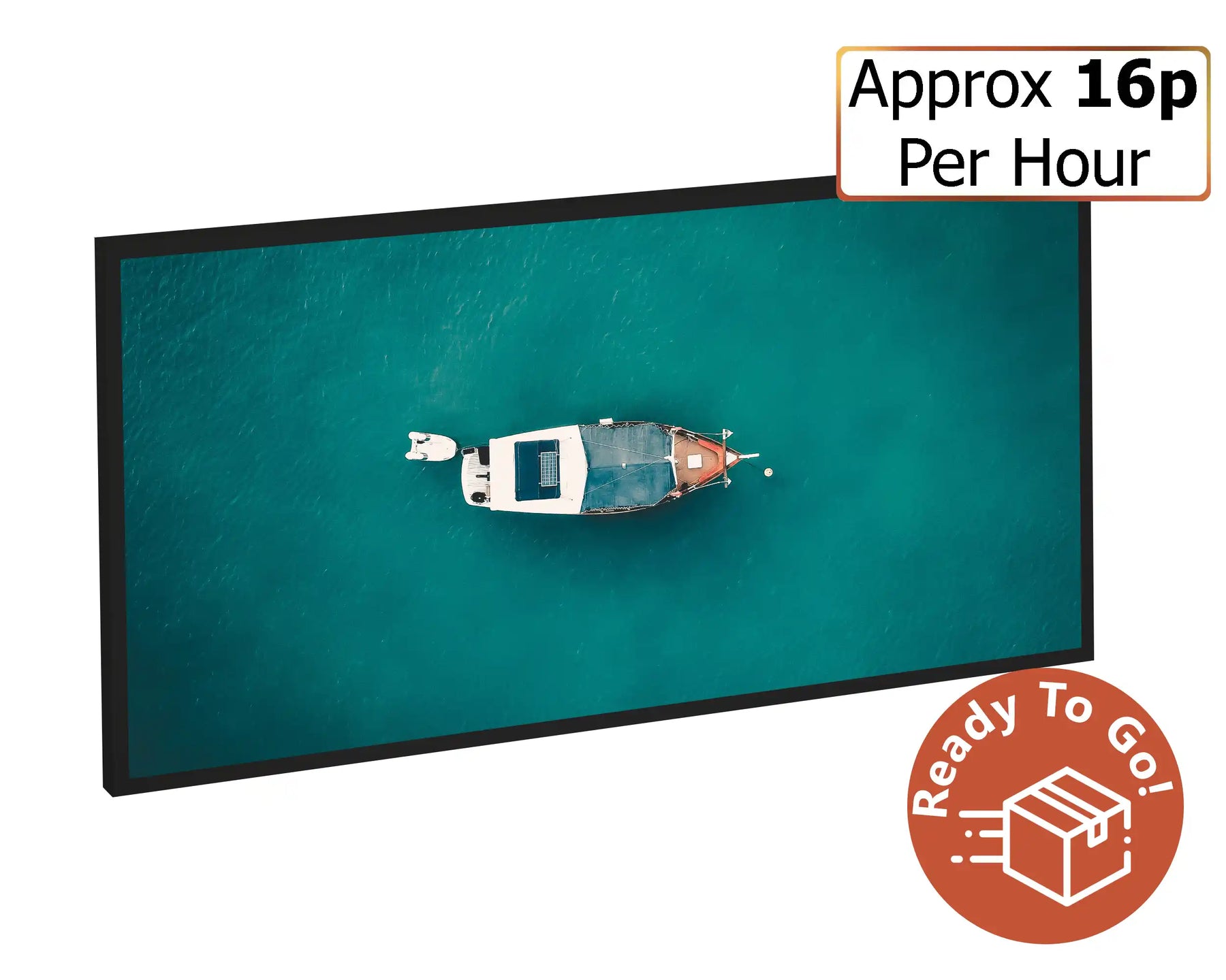 600w Picture IR Panel - Boat on Water - 100cm x 60cm