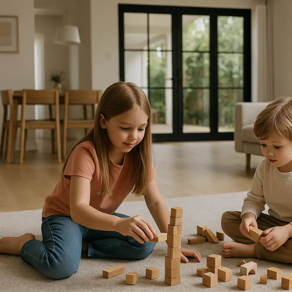 Kids playing while home heated by Mesh IR Heating