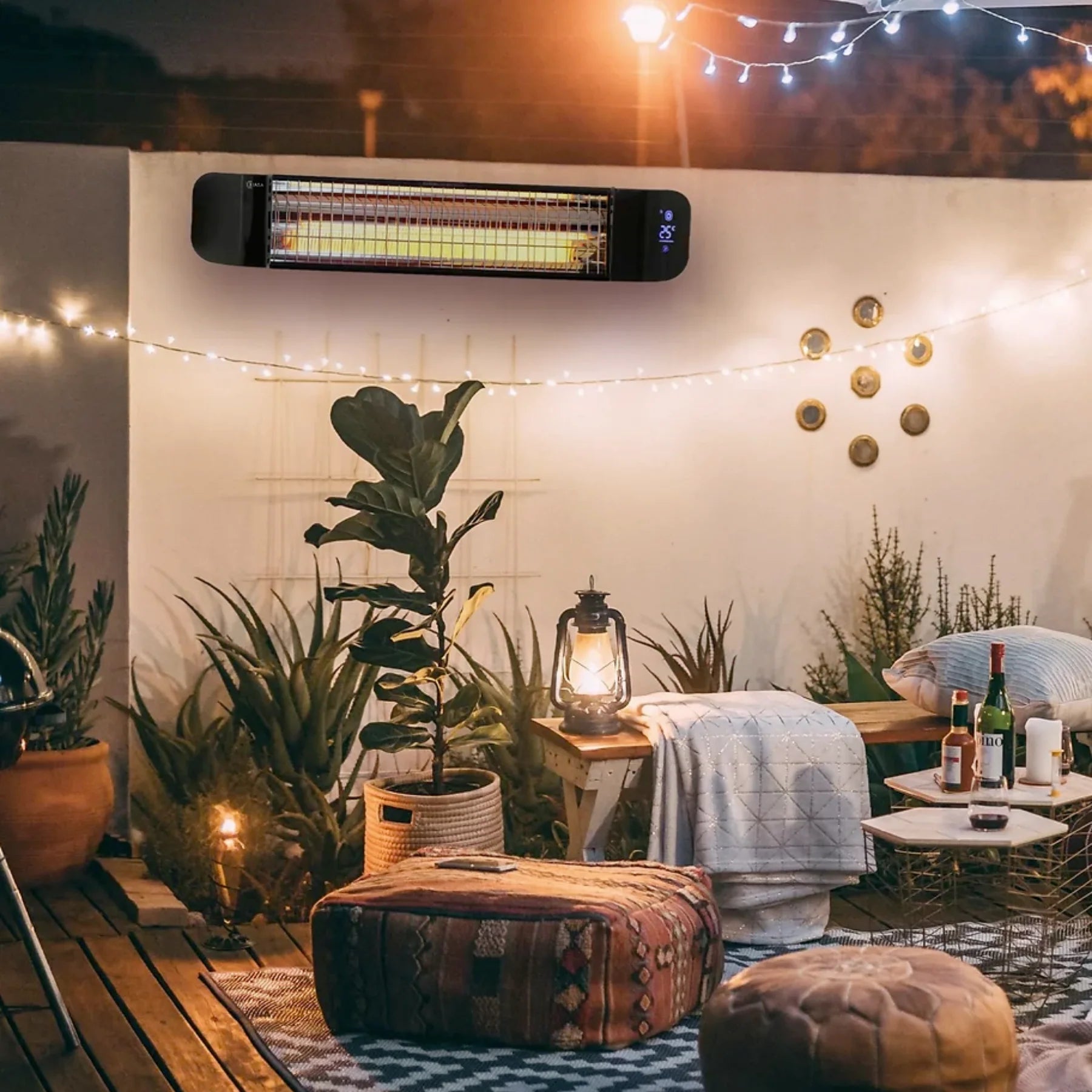 Patio heater bar in a living room