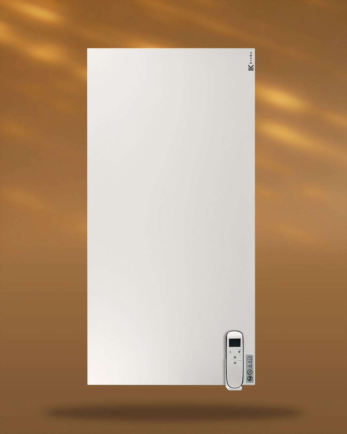 Kiasa Kore Hybrid infrared panel heater wall-mounted in a living room